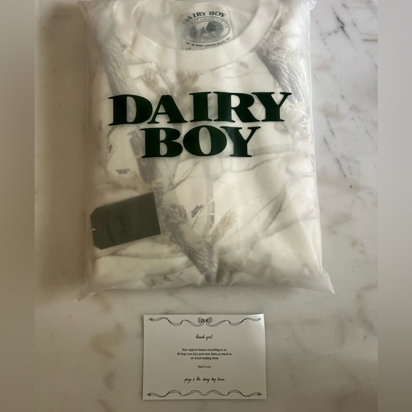 Dairy Boy Woodland Camo Oversized Crewneck White and Gray Sweatshirt - Picture 6 of 8
